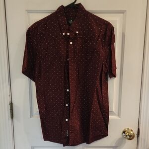 American Eagle Outfitters Maroon Dot Button Down Shirt